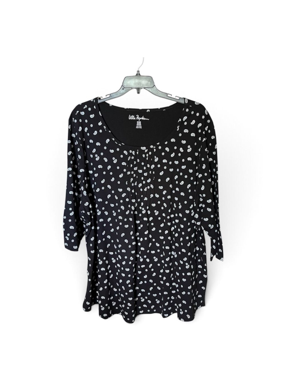 Ulla Popken Black and White Print 3/4 Sleeve Pullover Top Shirt Tunic Size 20/22